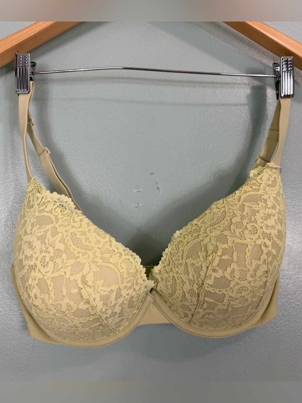 Skims Fits Everybody Lace Push Up‎ Demi Bra Sage Multi Green Size 26DD